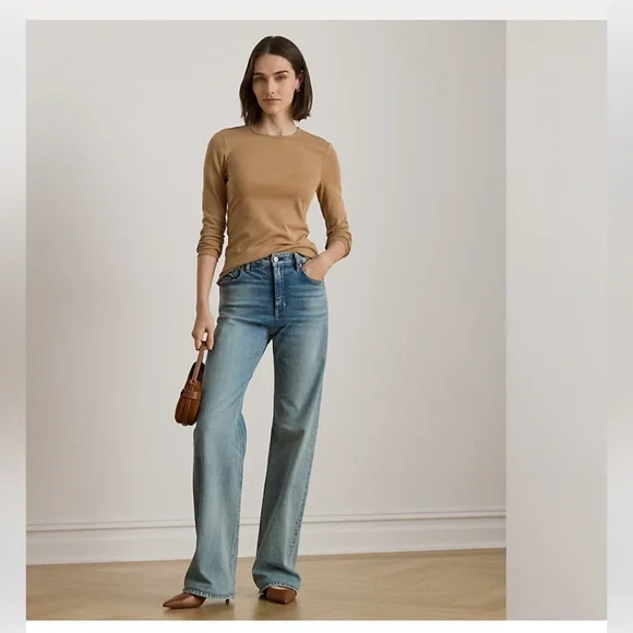 Lauren Ralph Lauren Petite Long Sleeve Crewneck Tee - Picture 1 of 9